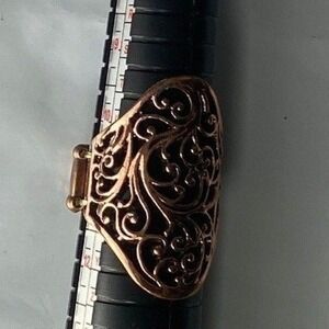 Womens Copper Wire Wrapped Heart Filigree Statement Ring size 11 Adjustable